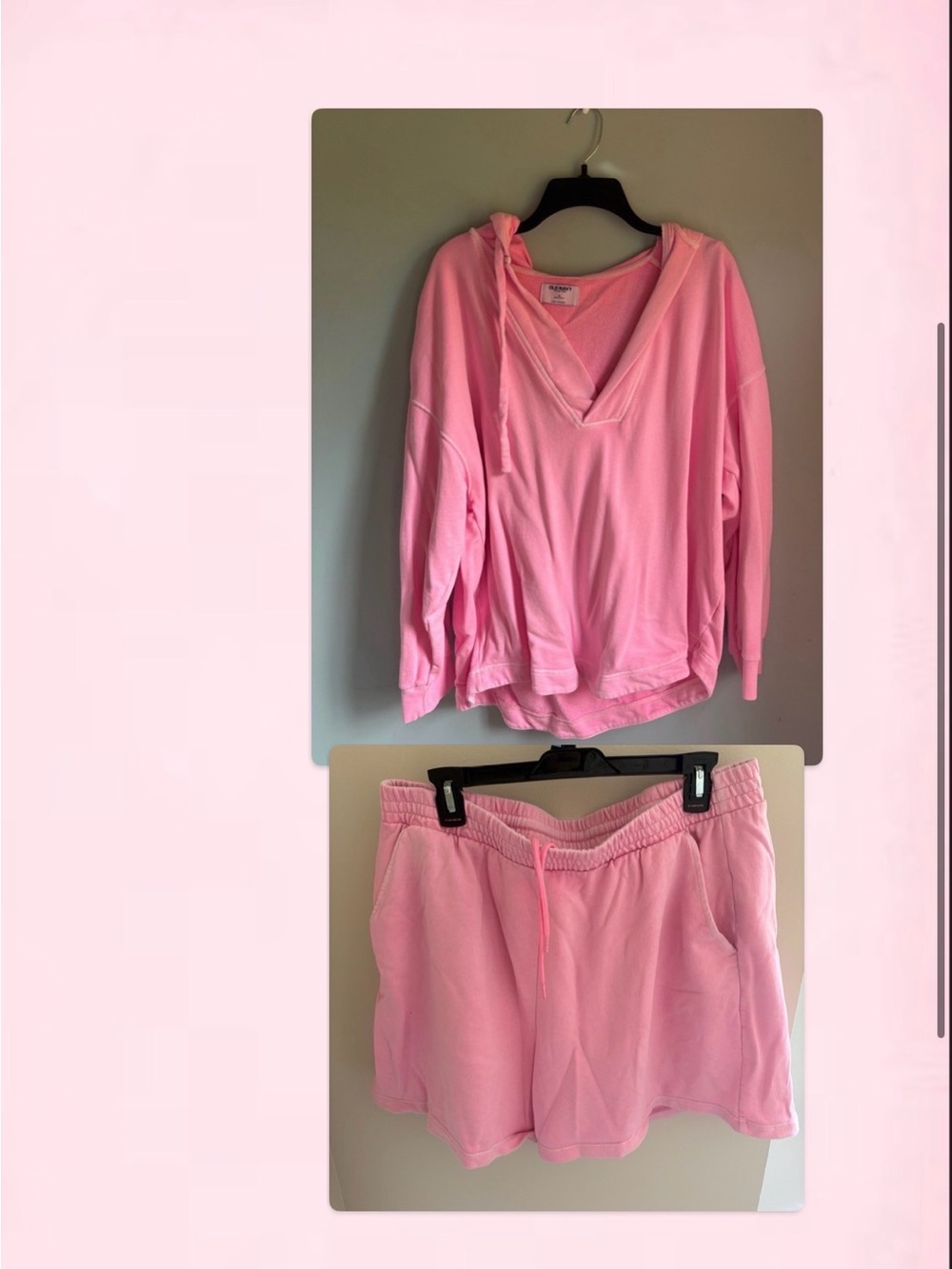 Old Navy Pink Hooded V-Neck Pullover Sweatshirt and Shorts